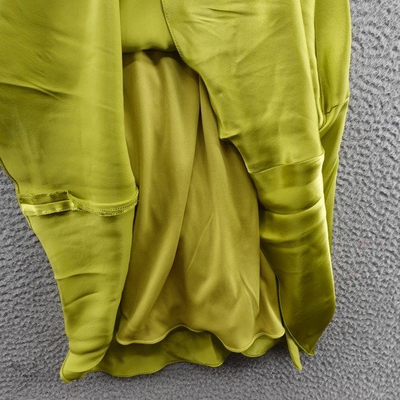 Adrianna Papell Silk Gown Dress Beaded Bodice Sleeveless 6 Green Satin Party - Picture 13 of 14